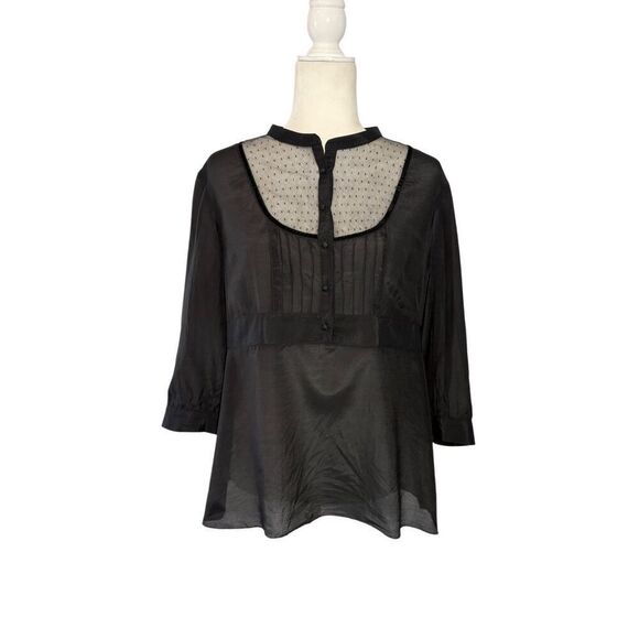 J. Crew black cotton/silk blend peasant blouse - 14 - Picture 1 of 9
